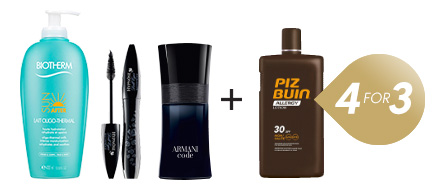 Få det billigste produkt helt uden beregning – hold øje med de brune mærkater Køb fire og betal kun for tre - omfatter alle dufte, cremer og makeup